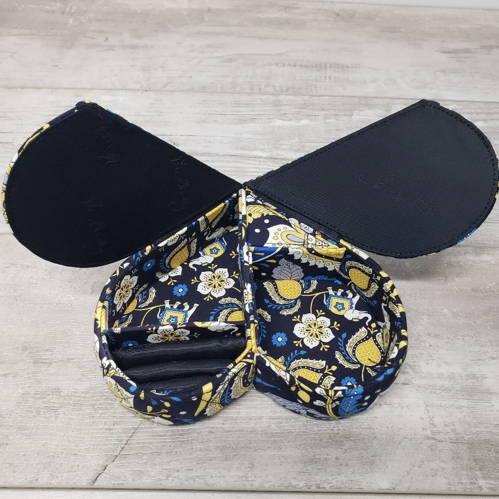 Vera Bradley Ellie Blue From My Heart Jewelry Box Case Elephant Floral EUC